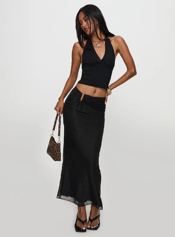 Satine Maxi Skirt Black leather skirt refined