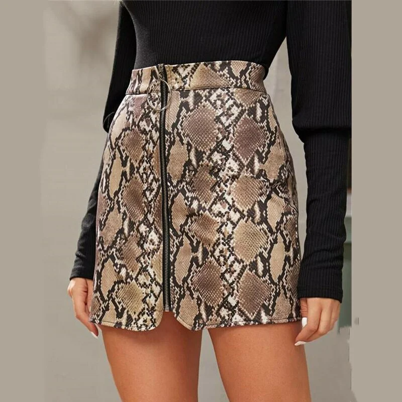 BerriesJam - Sexy Serpentine Zip Up High Waist Mini Skirts ribbed skirt waist