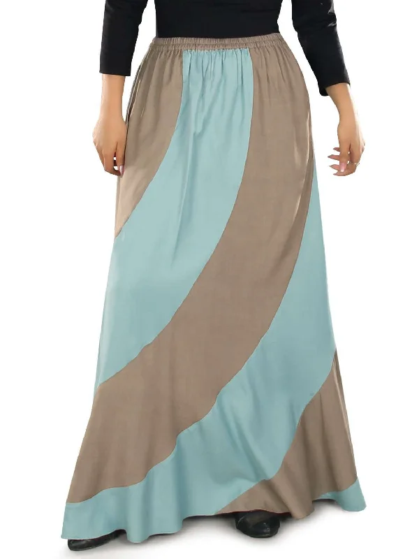 Sakeenah Khaki-Sky Blue Skirt chiffon skirt flowing