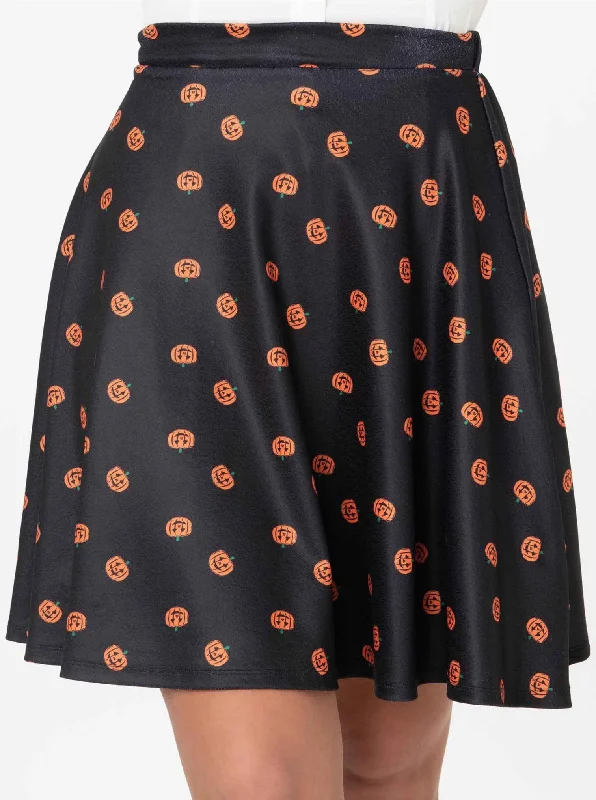 Smak Parlour Black & Orange Pumpkin Sweet Talk Skirt vintage skirt charm