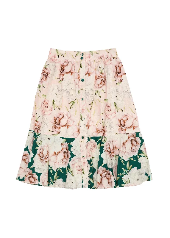 Steph Skirt - Pink Rose tiered skirt playful