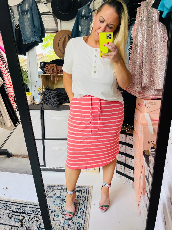 CORAL STRIPE SKIRT vintage skirt charm