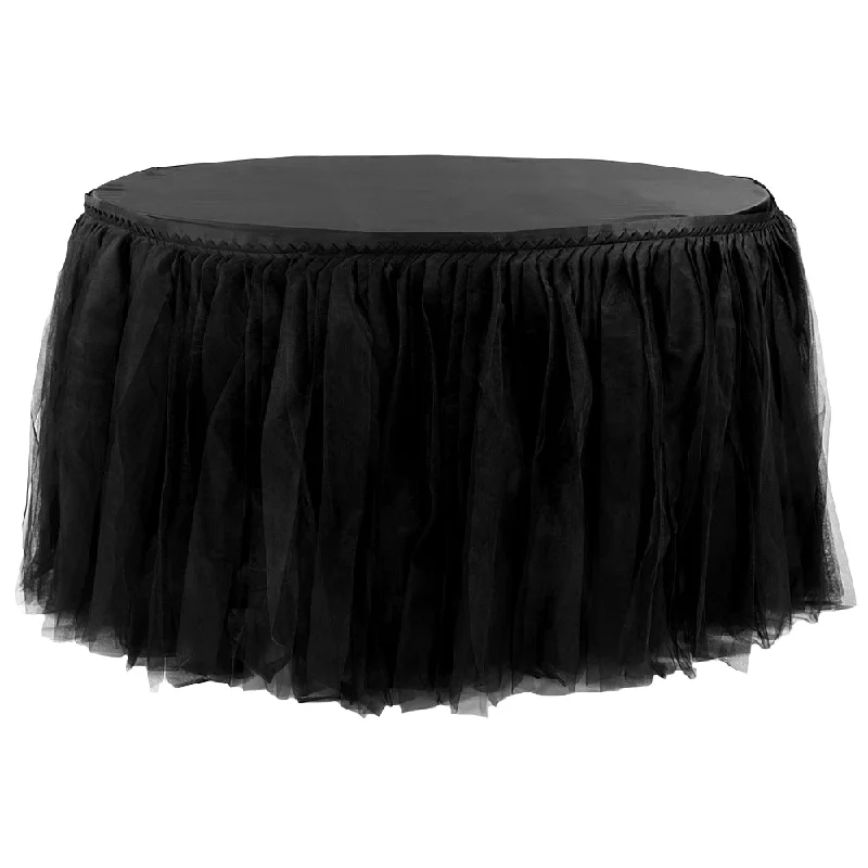 Tulle Tutu 17ft Table Skirt - Black silk skirt lustrous