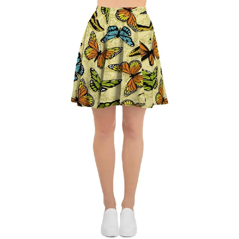 Yellow Butterfly Pattern Print Women's Skirt slim fit skirt